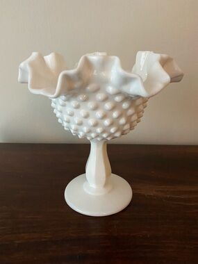 Fenton • Hobnail • White Milk Glass Compote Pedestal Bowl
